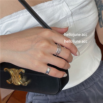 hellojune 925 silver multi-layer ring combination silver ring glossy Daily tail ring