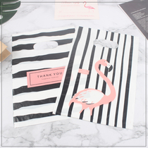 Black and white striped gift bag Jane European ins wind thankyou pink bird horizontal and vertical tote bag 100