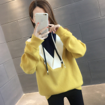 Hooded womens sweater womens autumn 2021 new womens loose interior base shirt womens autumn and winter wear Foreign style