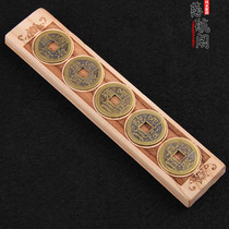 Peach wood five or six emperors Wood carving Six emperors Money Peach wood Feng shui ruler Six-character truth