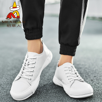 Scarecrow mens shoes spring and summer low-top casual board shoes Wild comfortable breathable white shoes lace-up leather street shoes