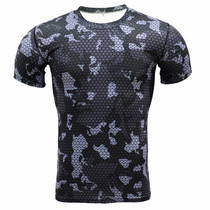 Camouflage clothes tights men sports T-shirt with a touch of the river