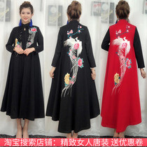 Original spring and autumn womens national style long vest cardigan jacket retro Joker horse clip cotton linen embroidered long shoulder