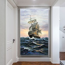Hand-painted Oil Painting Eu Sailing Decoration Painting Living Room Bedroom Book Room Hanging Painting Sofa Corridor Background Wall A Sails Smooth