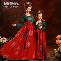 Family-child clothing Mother and Child Fall Fashion National Fengxian Dress China Fengtang dress Long sleeve dress