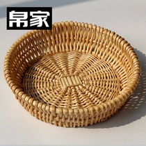 Bread round household bamboo bamboo bamboo basket with bamboo basket kitchen knitting vine cottage