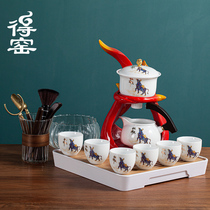 2021 New product Hongyun head white porcelain lazy tea set set office household ceramic automatic tea making artifact