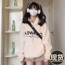 ader autumn and winter plus velvet thickened American retro hooded sweater oversize niche high street tide brand ins top