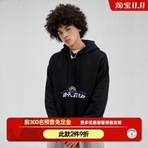 ZONEiD Spring and Autumn New printed loose casual hooded sweater men warm and comfortable cotton pullover top