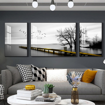 Supports custom living room decorative painting modern simple atmospheric puncture free Chinese style sofa background wall hanging painting trio