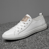 European station leather little white shoes man 2022 new headlayer cowhide Korean lump sum leisure low help plate shoes