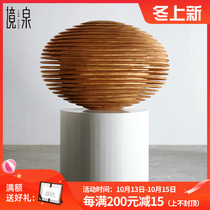 Simple modern solid wood carving floor large sculpture ornaments designer soft hotel lobby clubhouse decorations