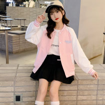 Girls dress autumn air baseball coat 2022 new Han Fan Zhong Big Child coat girl short jacket tide