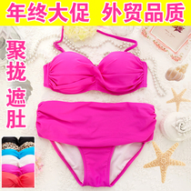 smallholiday swimsuit women split bikini small chest thickened steel tray sexy thin hot spring swimsuit