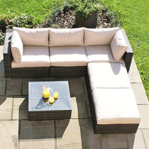 Outdoor Furniture Rattan Sofa Courtyard Sofa Club Bar Rattan Sofa Coffee Table Combination Fashion Chaise Terrace