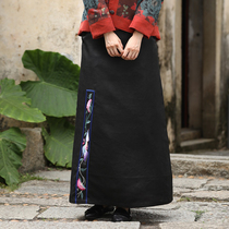 Autumn water ballad original womens winter two wear new retro National style silk fragrant cloud yarn down skirt can be