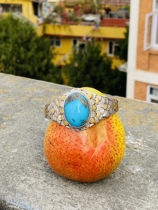 Kakas original design handmade silver mermaid tears - sea vine flower Iranian original mine blue turquoise bracelet