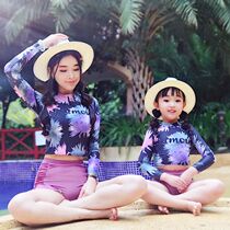 2020 new parent-child swimsuit mother-daughter long-sleeved split girl girl swimsuit seaside vacation sunscreen swimsuit