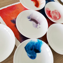 (Miscellaneous pile) color small porcelain plate round ink plate round ink plate water plate Chinese painting watercolor pigment color color palette plate water powder propylene