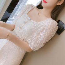 Summer dress new waist temperament thin lace jumpsuit fairy Super fairy silk bubble sleeve French princess skirt
