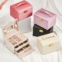 European Princess multi-layer jewelry box Korean wooden jewelry storage box gift box with lock hand gold and silver jewelry box