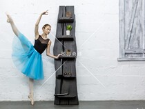 Wabi-sabi carbonized black log TV wall shelf living room log bookshelf bedroom background decoration display rack