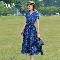 Lofan Poetry 2022 Summer new body Body Slim Tea Hysteria Short sleeves In short sleeves Long-style Yao Chen Tongan dress