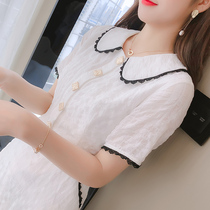 Summer dress new doll collar temperament waist thin dress design sense small age French sweet first love skirt