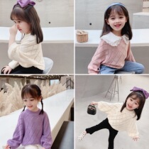 2021 Spring and Autumn new childrens clothing girl sweater sweater pullover childrens base shirt female baby Foreign Style Thin