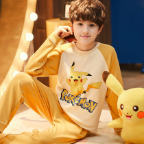 Boy Sleepwear Winter Children Boy Boy Pure Cotton Suit Spring Autumn Long Sleeve Large Child Leather Kachu Cartoon Cartoon Cartoon Cartoon Home Clothes