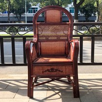 Rattan chair Rattan art natural rattan old man single leisure high backrest balcony office chair Rattan woven rattan Teng chair