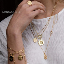 European and American style 925 sterling silver choker female stack with ins vintage portrait Coin Coin Madonna long necklace