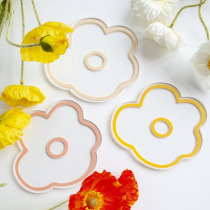 Original new product transparent acrylic flower series heat insulation coaster Korean Hyuna ins wind photo props