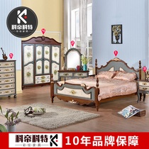  Solid wood bed American country furniture whole house custom combination Master bedroom set bed Wardrobe Bedside table Dresser
