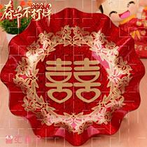 Multi-layer fruit plate Red wedding tea tray New Year wedding red happy plate Wedding fruit plate Acrylic happy sugar plate