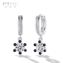 Sterling silver earrings female Korean temperament fashion cold wind Net red synthetic crystal ear Jewelry earrings short face thin