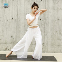Dance rhyme yoga suit suit 20 summer womens Korean mesh sexy temperament fairy short sleeve dance body exercise suit