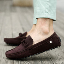 2022 autumn Doudou shoes mens velvet Korean version frosted leather driving trend British set feet lazy casual mens shoes