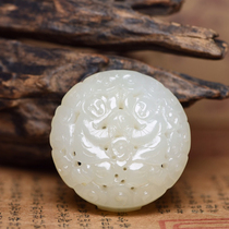 Hetian Jade old material happy boy belt buckle-A8790