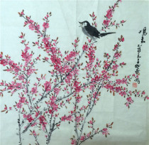 Yang Elephant Xian Boutique Flowers Bird Country Painting Four Feet Infighting Side Unmounted Painting Film Villa Jama Living Room Office Decoration