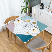 Nordic square tablecloth Waterproof and oil-proof leave-in pvc plastic square table mat Household table mat Coffee table tablecloth thick