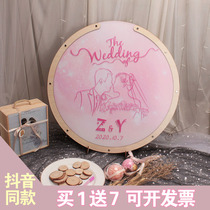 Pink Brief Pen Wedding Cartoon Creative Net Red Brief sign to board custom wood chip signature commemorative coin photo frame round
