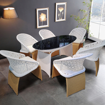 Creative rattan outdoor table and chair hotel club Villa courtyard garden balcony art sofa chair European rattan chair