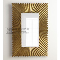 European and American style wall-mounted wall decoration door hall Fireplace Hanging Mirror Square Golden Art Background Wall Decoration Mirror Bathroom Mirror