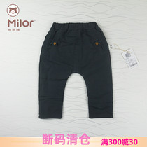 Milo Bear Autumn and Winter Boys Baby Thin Cotton Pants Clip Heating Room Knitted Cotton Big PP Pants Pant Pants M7K1158D