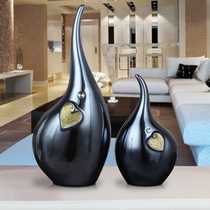 Home modern simple light luxury style abstract living room TV wine cabinet decoration crafts ceramic elephant ornaments a pair