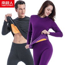 Antarctic thermal underwear mens suit autumn and winter plus velvet padded womens high collar thermal underwear autumn trousers