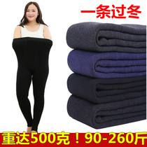 Fat Mm Tthicker Plus Suede Underpants 200 Catty Add Weight Overweight Cotton Pants Women Winter Outwear High Waist Stomy Feet