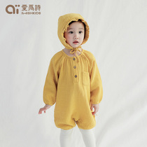 Love for the poetry new baby autumn clothes conjoined clothes men and women baby clothes spring and summer foreign air pure cotton khaclothes climbing clothes