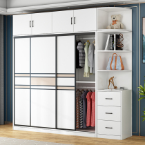 Sliding door wardrobe Household bedroom economical solid wood overall cabinet Simple modern bag Easy installation large wardrobe
